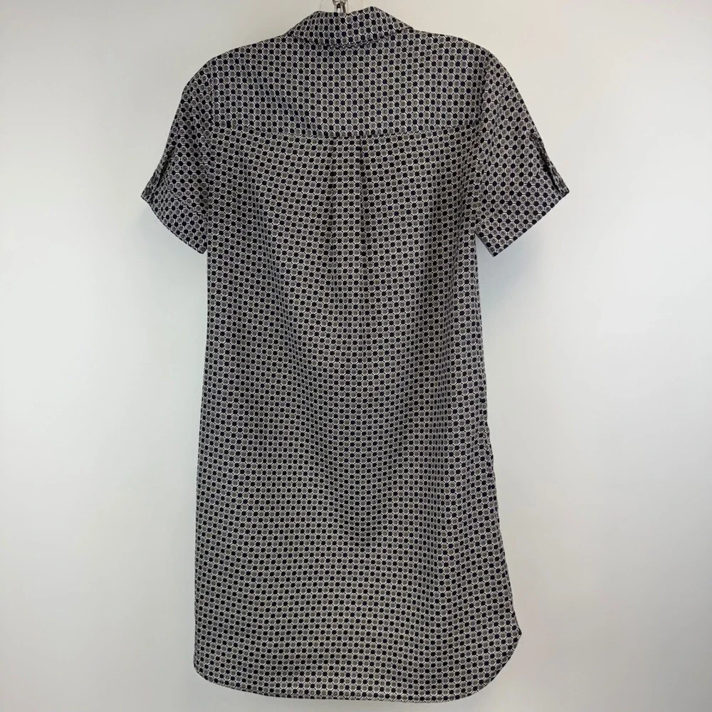 J.Crew Dress Women's 00 Navy Geometric Shirt Dress Sheath‎ Mini